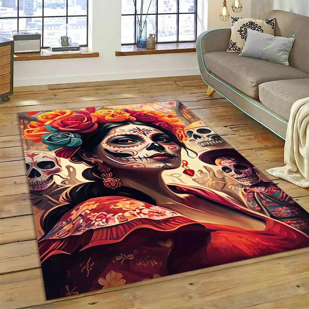 Horror czaszka dziewczyna martwa gotycka nieumarła kobieta dywan dywan dla domu salon sypialnia Sofa wycieraczka wystrój, dywanik dziecięcy mata antypoślizgowa