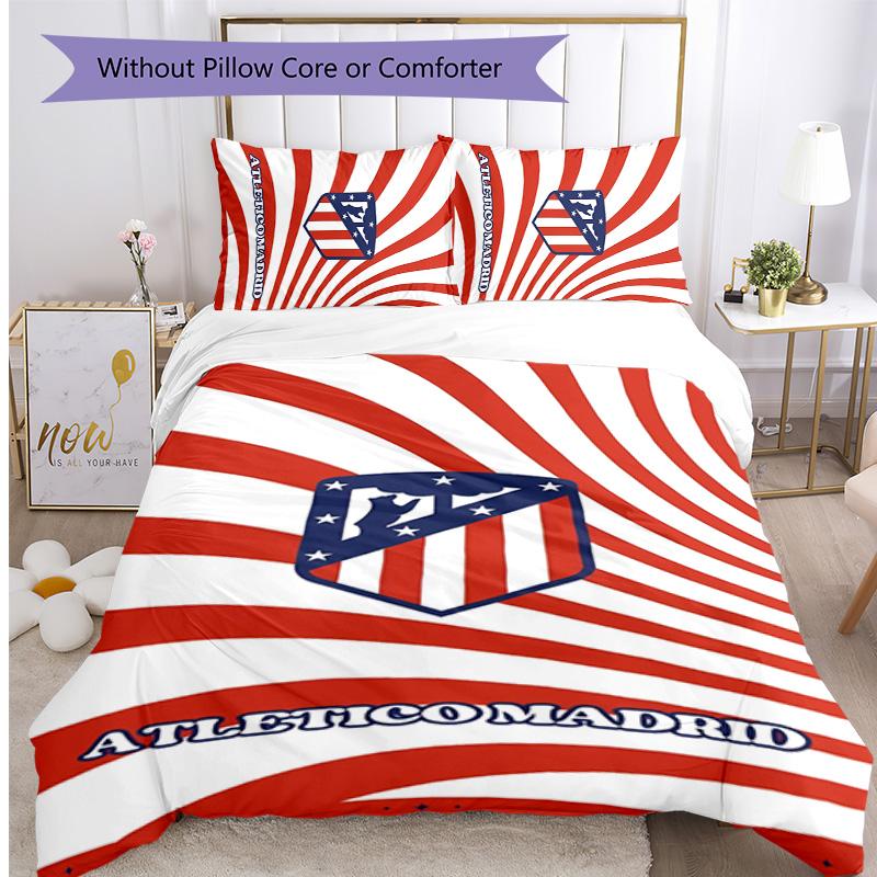 Set Biancheria da Letto 3 Pezzi con Stampa Atletico Madrid Morbido Delicato sulla Pelle Lavabile Copripiumino e Federe Set per Tutte le Stagioni Camera da Letto