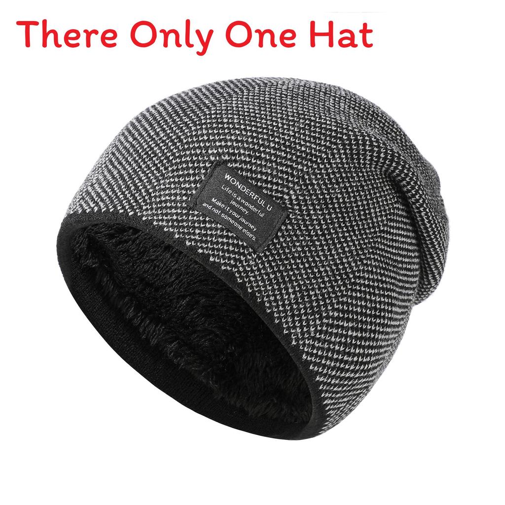 

Mens Knitted Cap Winter Thick Acrylic Hat With Earmuff Protection For Cold Weather