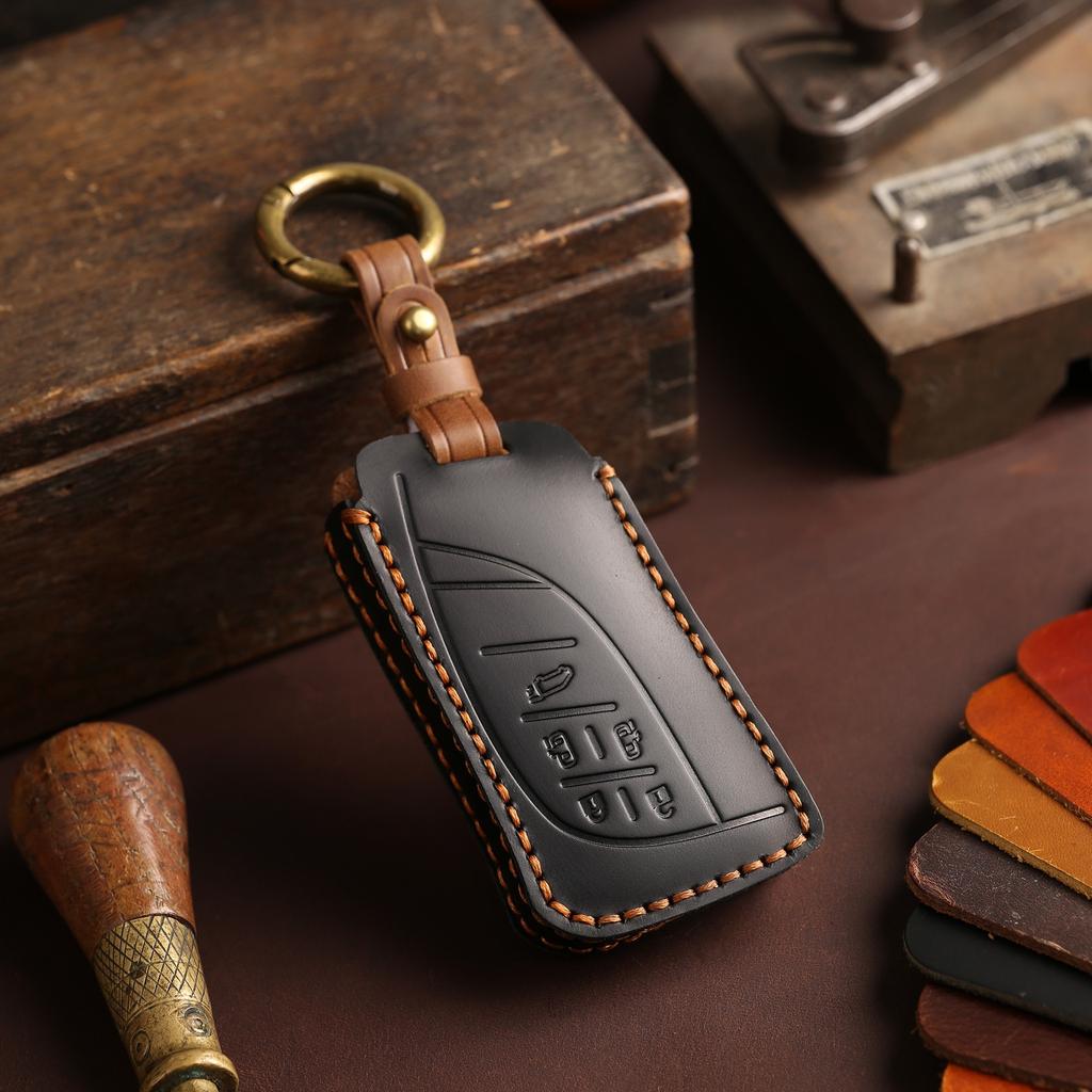 Leather Protector Case Bag Set for Lexus LM350h LM500 Keyless Go Remote Car Fob Key Cover Holder Shell