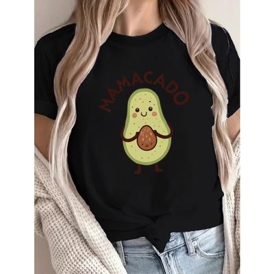 Womens Mamacado Avocado Geometric Print 100% Cotton Round Neck Casual Tee