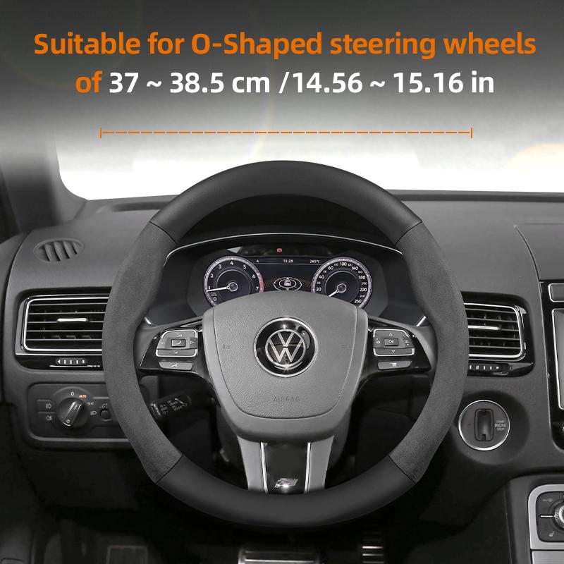 AABGI1 Suitable for Volkswagen Suede Matte Carbon Fiber Texture Steering Wheel Cover Suitable for Polo Golf 5 6 7 up Gol Volante Scirocco Passat