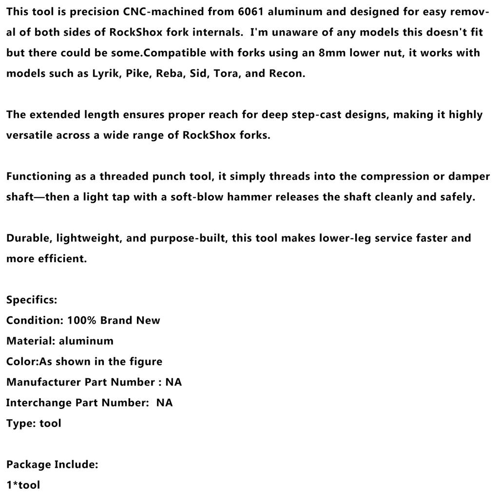 Fork Lower Leg Removal Tool-Threaded Punch To Remove Spring/damper Side For Rockshox