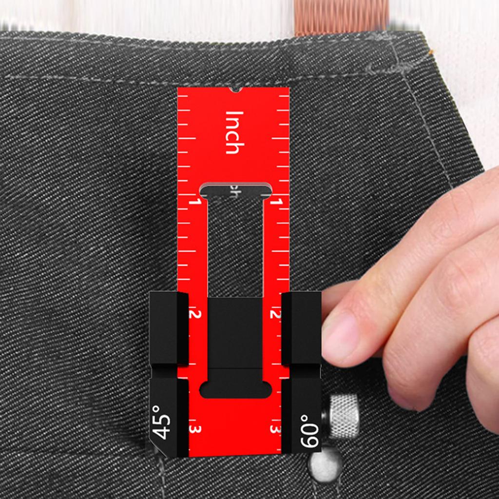 T Track Ruler Woodworking Ruler Precision Pocket Ruler Metal Slide Rule Inch & Metric T Type Scribing Ruler Square Ruler