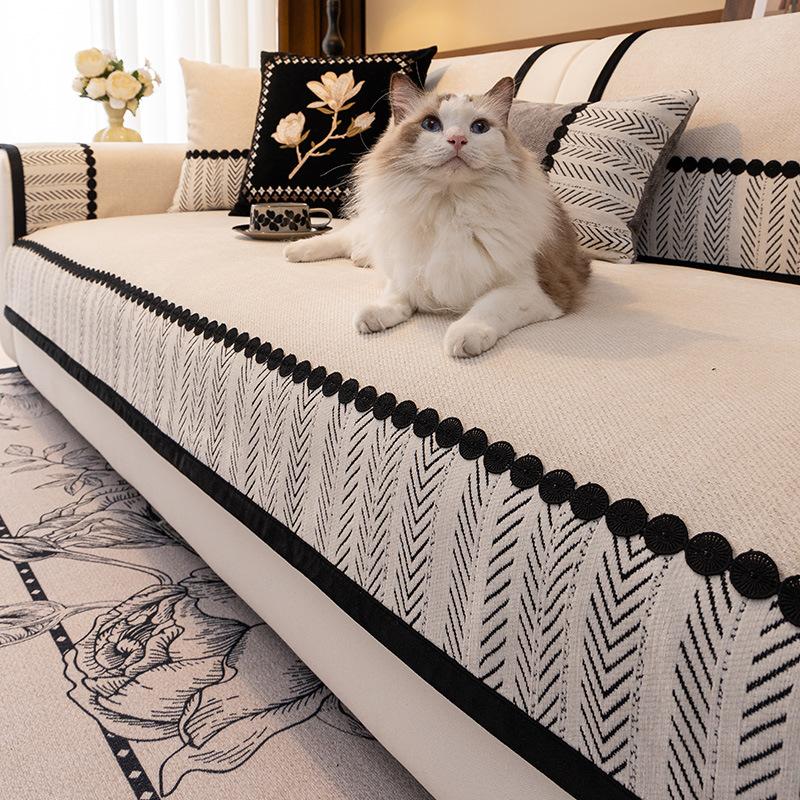 Premium Sense Medieval Sofa Cushion  New Four-Season Universal Chenille Seat Cushion Fixed Non-Slip Cover Cover Cloth