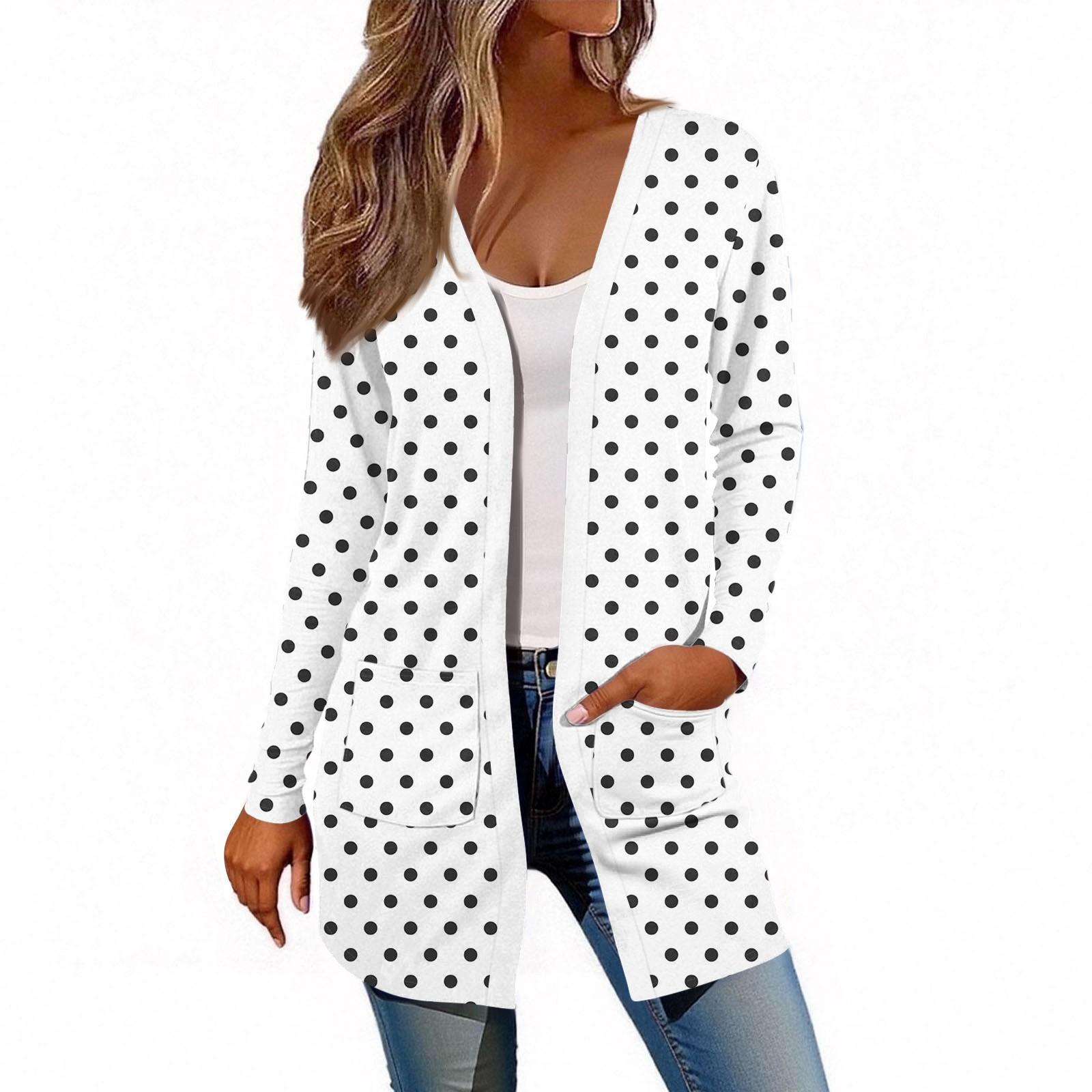 

Women s Long Sleeve Cardigan Casual Jacket With Pockets Top M білий