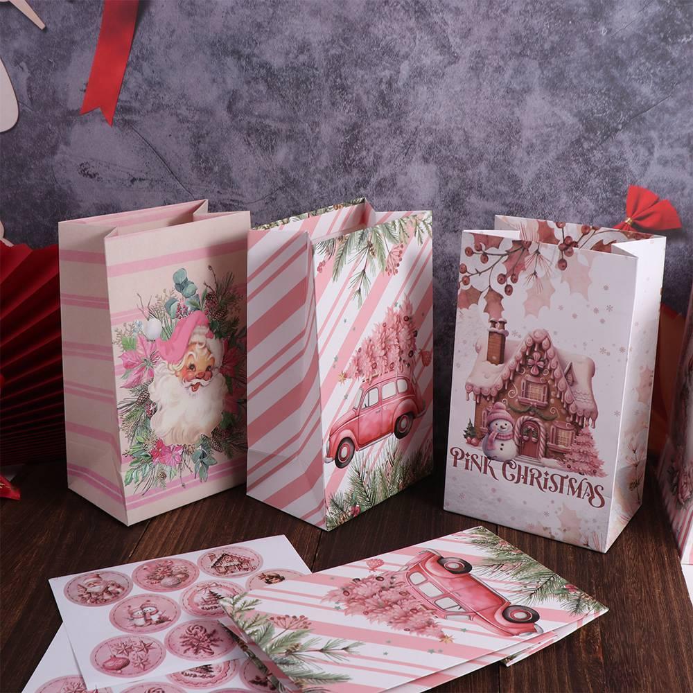 Santa Claus Christmas Candy Gift Box Snowflake Christmas Paper Packaging Bag  Carrying Case