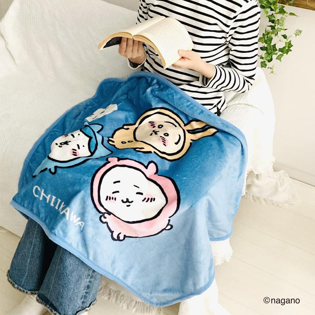 MORIPiLO Morishita Schoßdecke Chikawa Hachiware Kaninchen Blau 70x100cm Halbdecke Etwas Kleines und Niedliches Charakterware 4620772