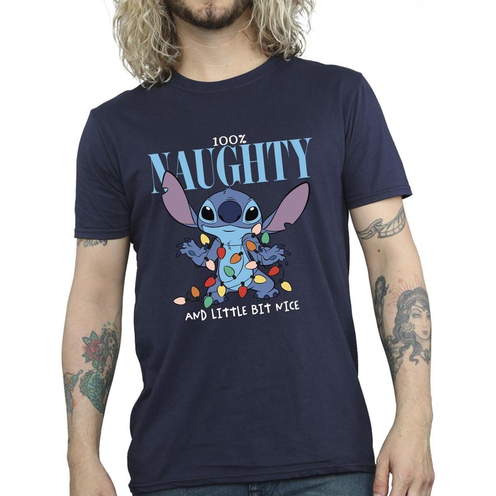 Disney Mens Lilo & Stitch Naughty & Nice T-Shirt