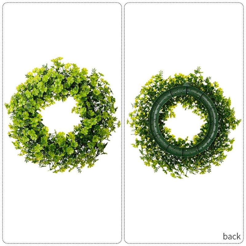 Green Wreath Artificial Four Leaf Clovers Garlands Green Hanging Tinsel Garlands Ornament for Patricks Day Decoration