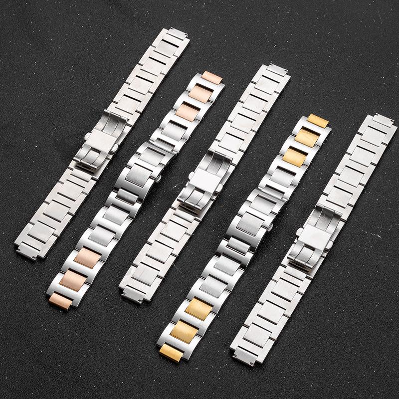 Stainless Steel Replacement Strap for Cartier Ballon Bleu - Men's & Women's Convex Mouth Watch Bracelet