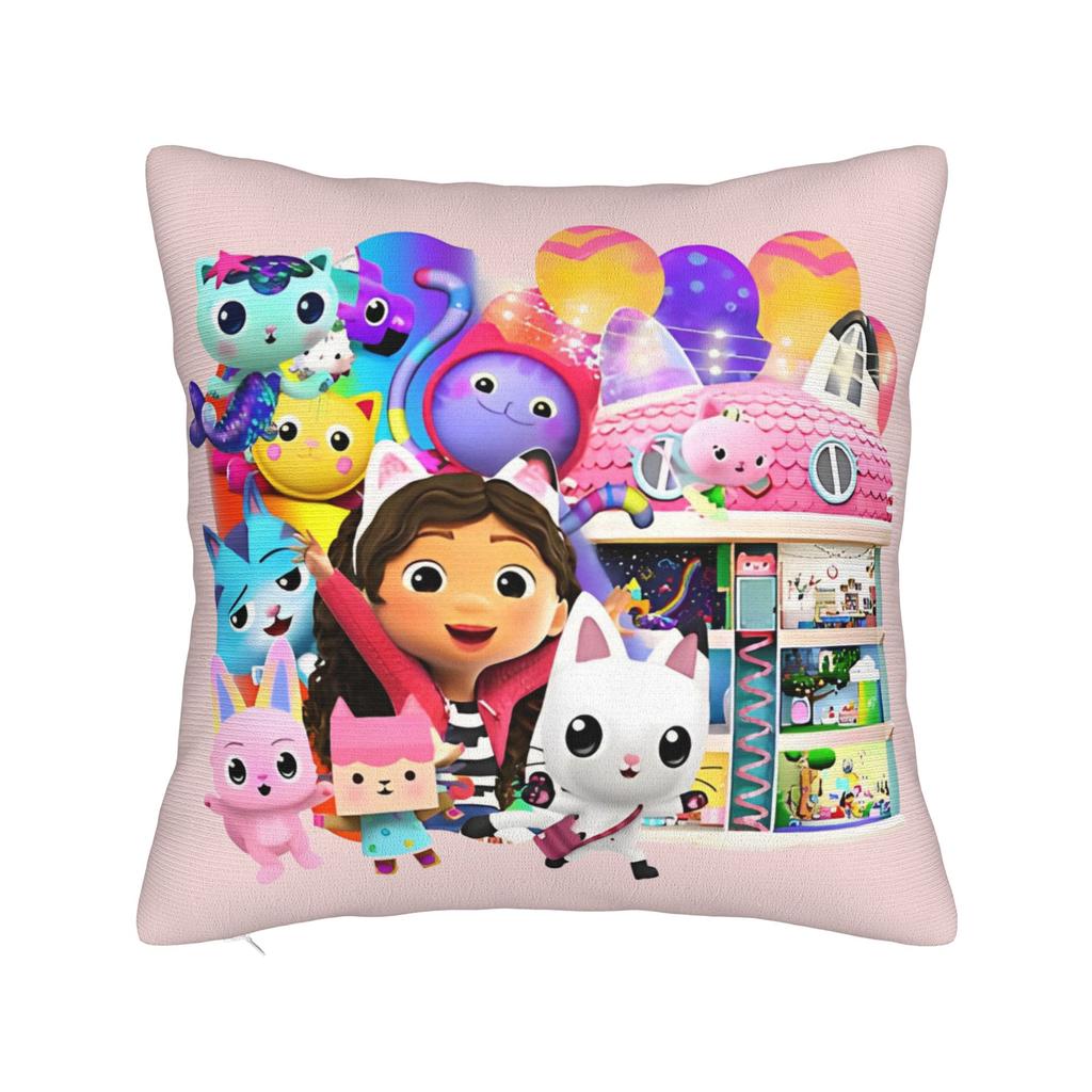 Gabby Dollhouse Cartoon Throw Pillow Cover Polyester Cushions for Sofa Funny Pillowcover Home Decor