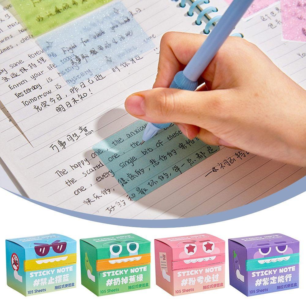 Cartoon Memo Pad Paper Pull Out Design Dopamine Planner Schedule Stickers Self-Adhesive Pearlescent Transparent