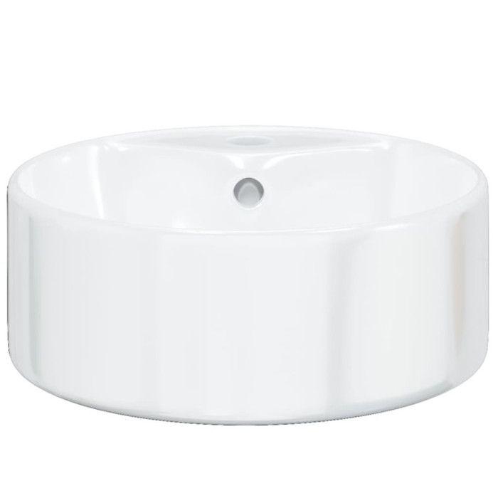 VidaXL Lavabo, Vasque à Poser, Lave-Mains avec Trou de Vidange, Évier de Comptoir Salle de Bain Toilette Salle d'Eau Blanc 153339