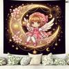 Cardcaptor Sakura Wall Tapestry Aesthetic Wall Hanging Printed Fabric Blanket Decorative Tapestries For Bedroom Living Room Home Decor