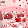 3pcs Valentine's Day red love car print coreless down duvet cover set multi size bedroom bedding decoration machine washable