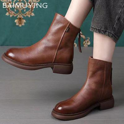 Scarpe basse Donna Stivaletti Pelle Designer Retro Scarpe 2025 Tendenza Inverno Nuova Marca Classico Goth Gladiatore Moto Botas Mujer