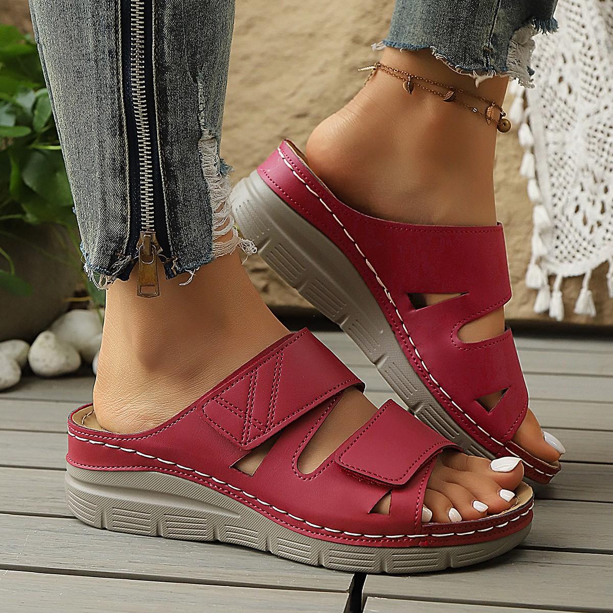 able Hook and Loop Women s Lightweight Landslide Slippers for Summer Round Toe Sexy Comfortable Beach Slippers Female 36