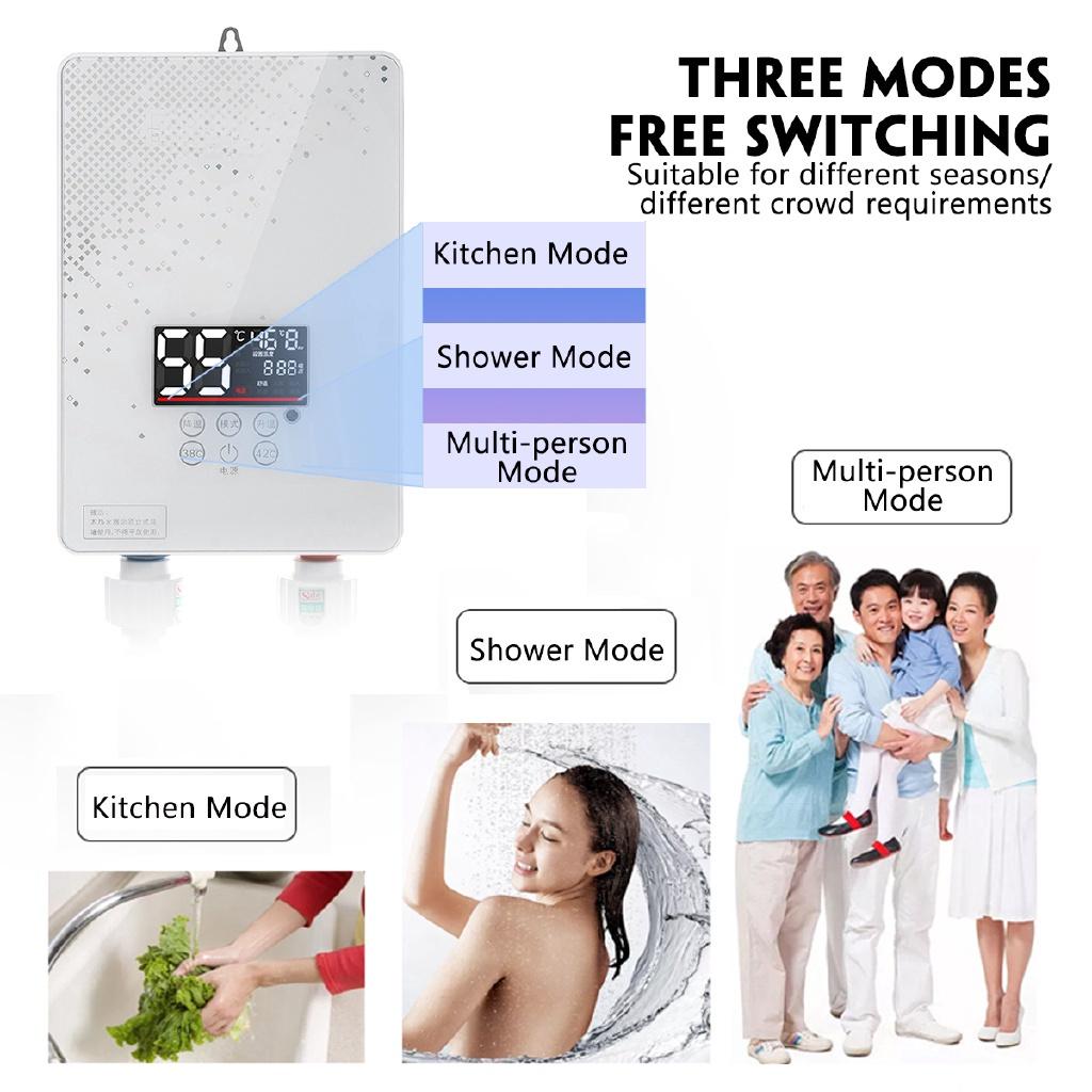 6000W Instant Electric Tankless Hot Water Heater Shower Faucet Instantaneous Water Heater Shower New