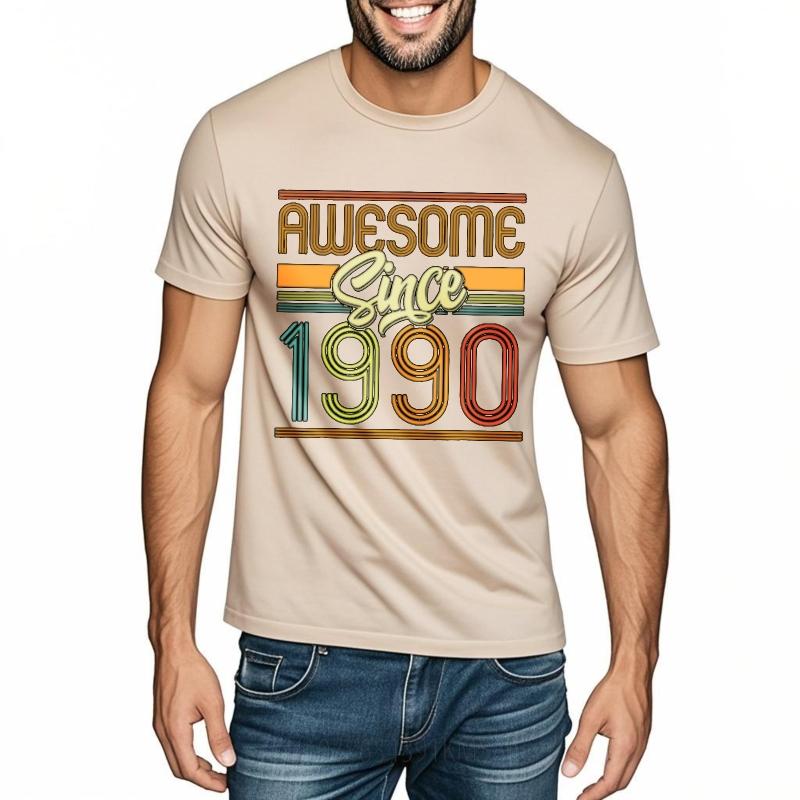 Street Wear For him summer tshirt unisex Awesome Since 1990 Retro Design Retro For man Teeshirt Mens Tshirt Essential Tee
