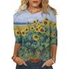 Fashion Women's Spring Printed Mid-length Sleeves Crew-Neck  Casual Tee Tops