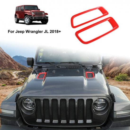 Röd motorhuv, motorhuvsluftutloppsskydd för Jeep Wrangler JL JT 18-21