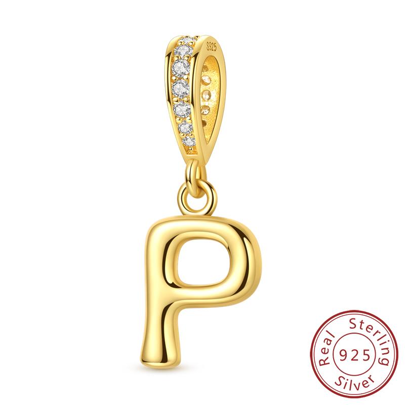 Dekorative Charms Perlenelemente Echtes Kupfer A-Z Alphabet 26 Buchstaben Charm Dekorationen Anhängerstück Geeignet Für Authentischen Armreif Armband