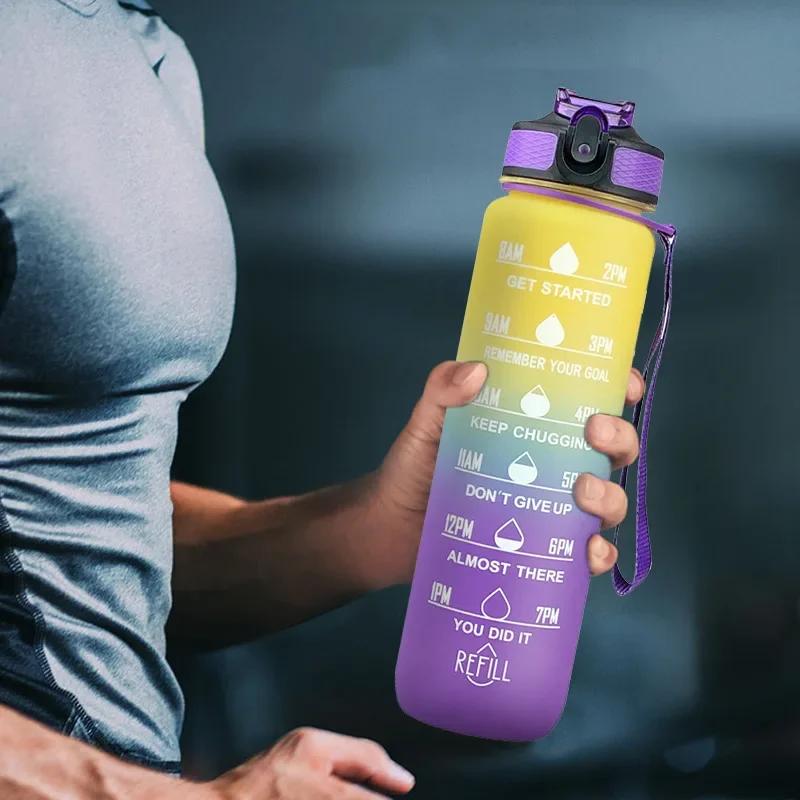1litrová láhev na vodu Motivační sportovní láhev na vodu Nepropustné láhve na pití Venkovní cestovní tělocvična Fitness džbány do kuchyně