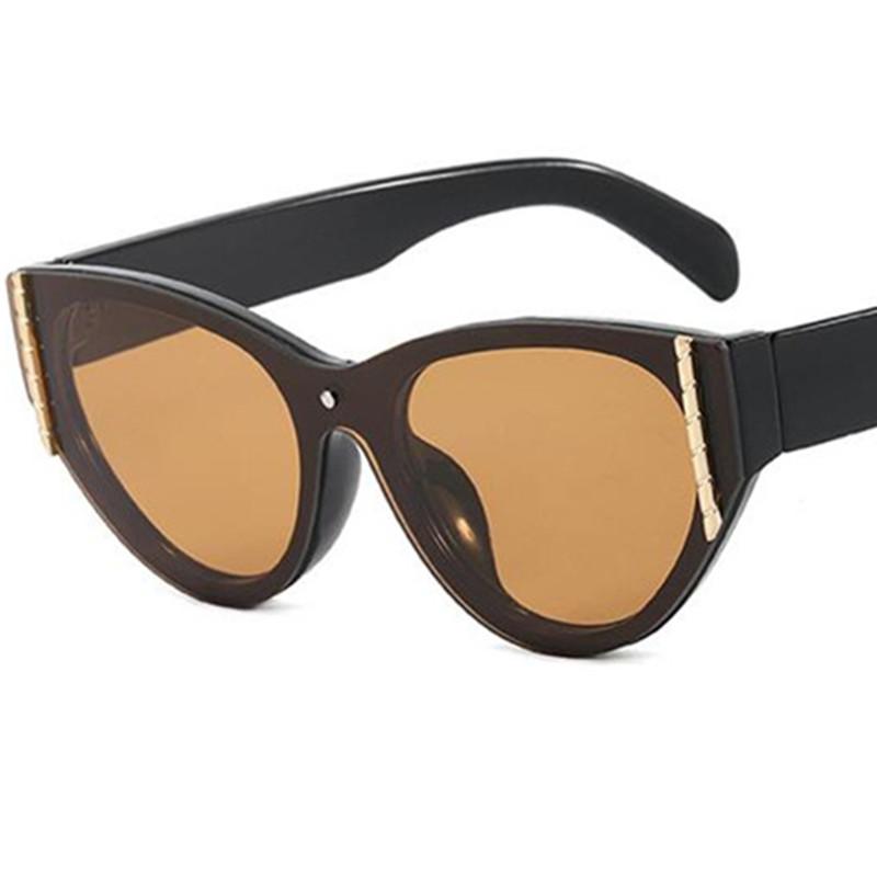 

Fashion Sunglasses Personality Sun Glasses Anti-UV Spectacles Women Rimless Eyeglasses Cat Eye Ornamental Simplity Google as picture коричневый