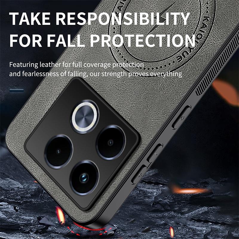 Magnetic Case For Infinix Note 40 Pro Plus 5G Note40 40Pro 4G MagSafe Napa-textured PU Silicone Leather Cover Shockproof Bumper