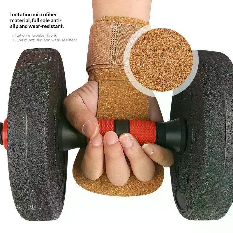 1Pair Gymnastics Grips Gym Pull-up Grip Strap Lifting Strap Palm Protection Wristbands Cowhide Gloves Sports Gloves