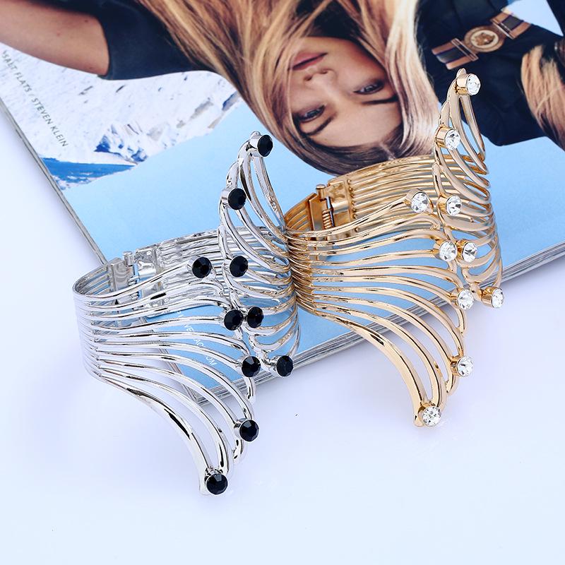 New Fashion Bracelet Fashion Feather Inlaid Diamond Metal Bracelet Fashion Jewelry