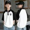 Summer Boys Cotton Colorblock Polo Shirt Medium Large Kids Trendy Short Sleeve Top