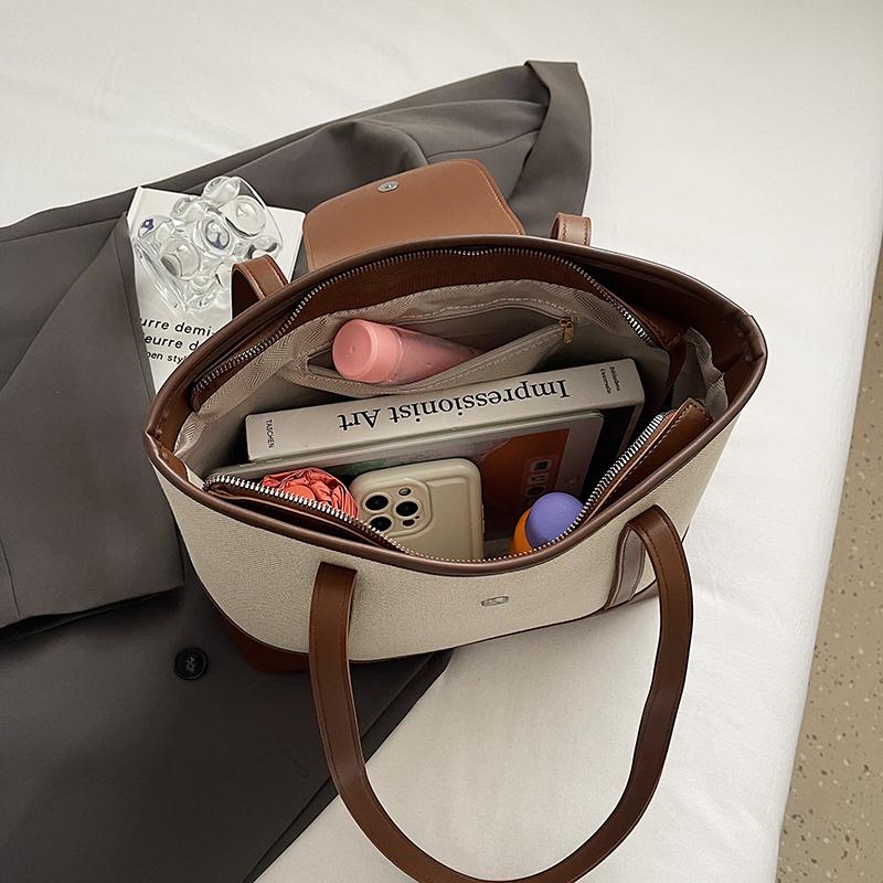 Piece for Travel, Casual Large-capacity Women's Bag, Fashionable Shoulder Bag, Work Clothing Bag, Canvas Versatile Tote Bag