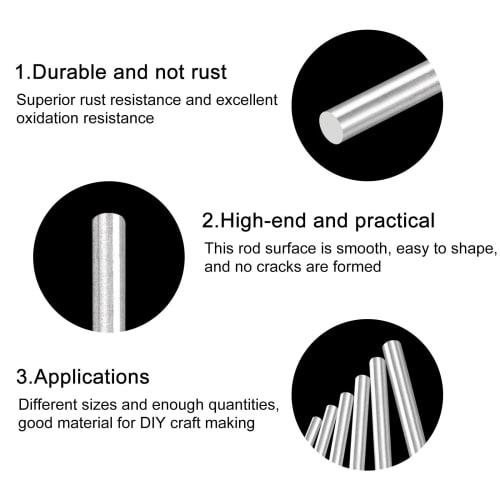 uxcell 304 Stainless Steel Round Bar, 8mm x 80mm, Solid Shaft Rod for DIY Crafts, Model Cars, Helicopters, and Airplanes, Pack of 4