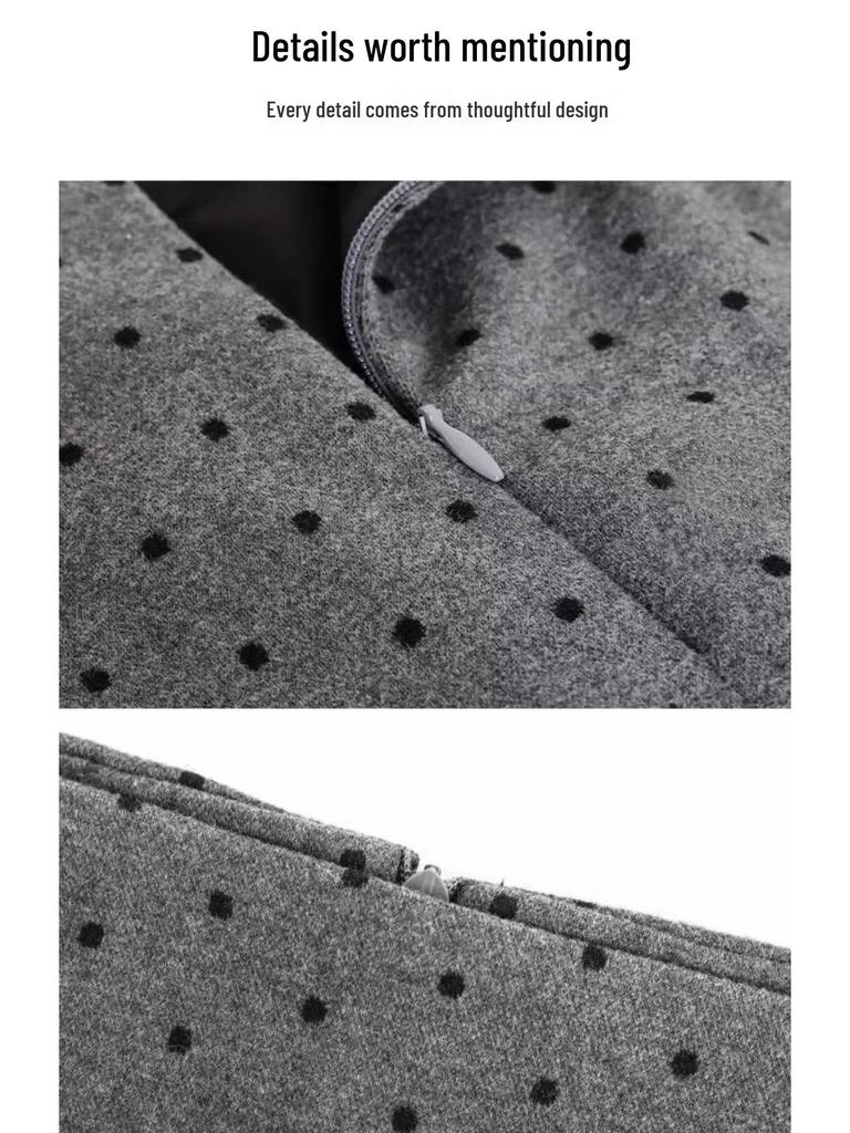 2025 Gray Slimming Plus Size Retro Woolen A-line Polka Dot Midi Skirt for Women - Autumn/Winter Collection