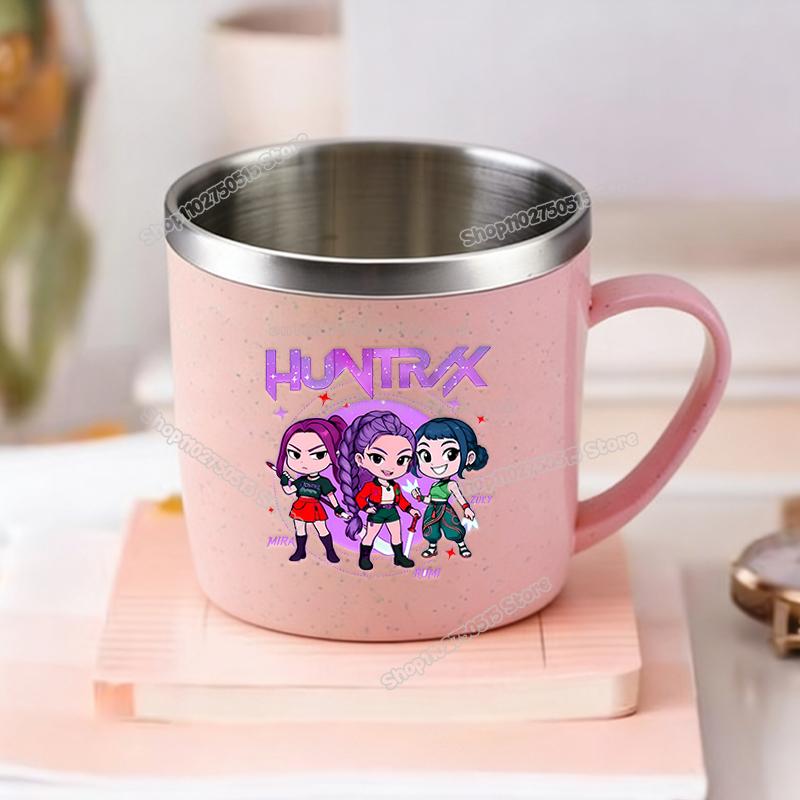 KPop Demon Hunters Children Home Water Cups Cartoon Stainless Steel Milk Mugs School Office Coffee Tea Adorable Girl Drink Cups