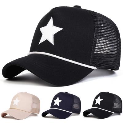 Men Pentagram Embroidered Baseball Cap Mesh Hat Outdoor Adjustable Sunscreen Leisure Hat Spring Autumn Travel Tourism Beach Vacation