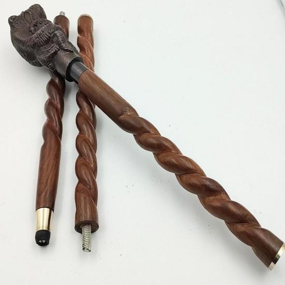 Antique Finish Metal Octopus Handle Walking Cane – 3-Part Wooden Stick, 95 Cm, Decorative Gift