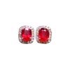 Elegant Gold-Plated Sterling Silver Earrings with Pomegranate Red and White Diamonds