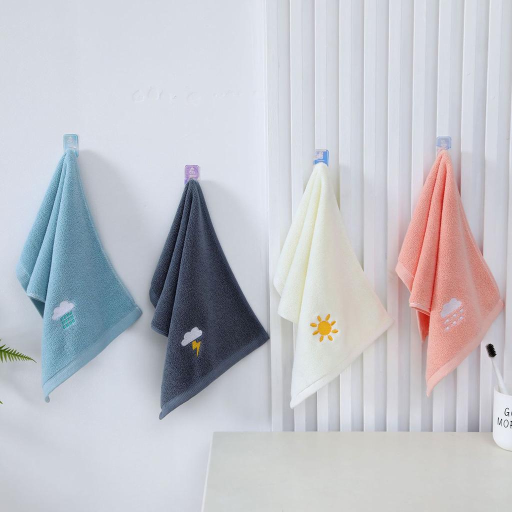 1/4 Stück Ultraweiches Baumwolltuch - Schnelltrocknend, Saugfähig mit Wetteremblem-Stickerei, Geeignet für den täglichen Heimgebrauch