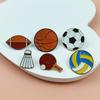 Sports Ball Alloy Brooch: Football, Basketball, Badminton Pin Badge