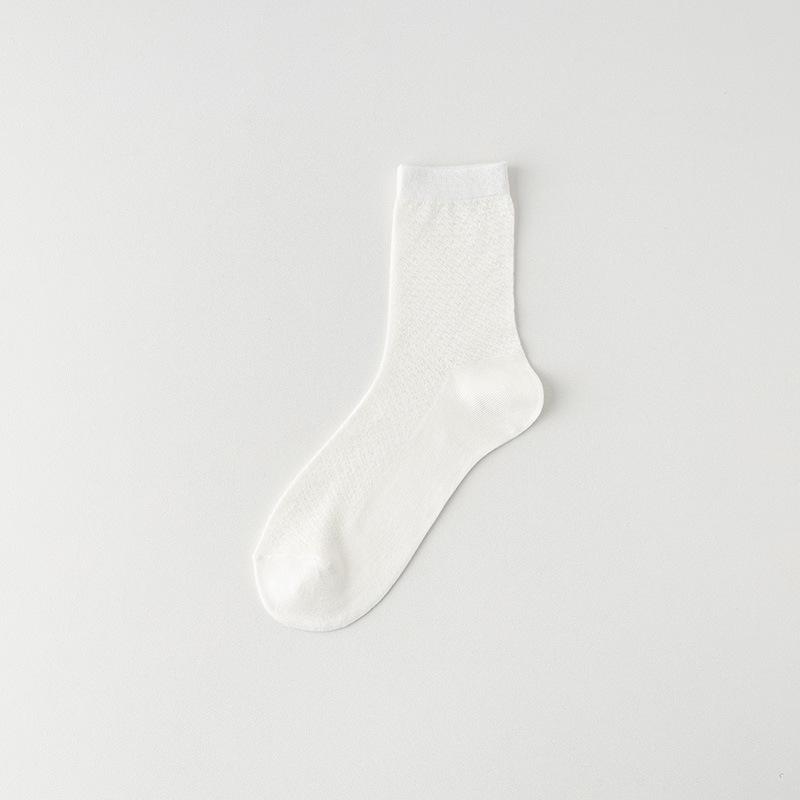 Men's Bamboo Fiber Antibacterial Mid-Tube Socks - Breathable, Deodorant, Sweat-Absorbent, Thin, Solid Color