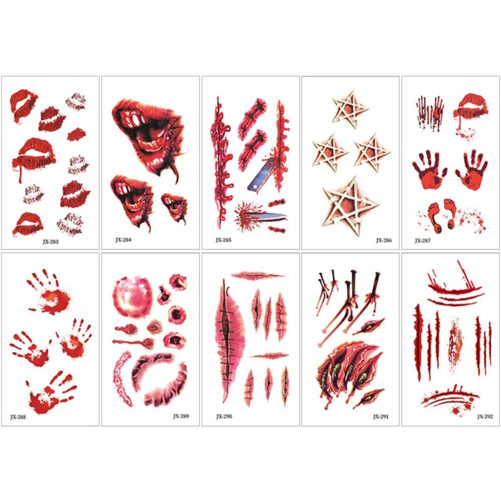 Halloween Tattoo Stickers Wound Scratches Stickers Scar Spider Design Bloody Wound Tattoos