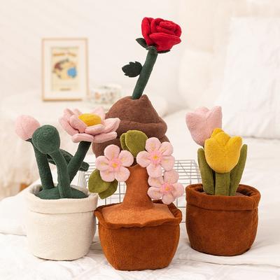 Original Fun Peach Blossom Lotus Tulip Flower Potted Plush Toy Bouquet Ornament Simulated Flower Gift