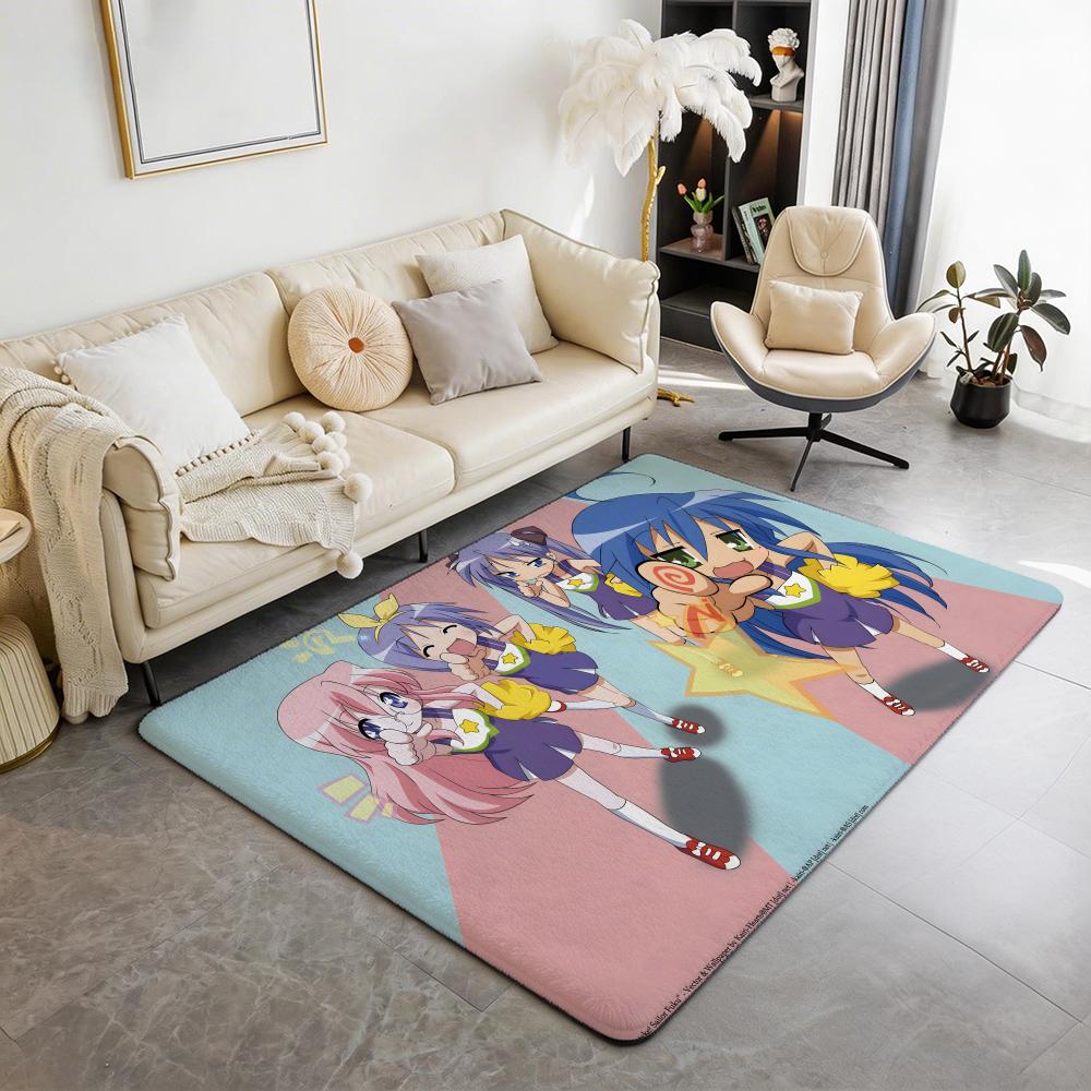 Anime L Lucky Star Floor Mat Eco Flannel Doormat Non Slip Odorless Indoor Floor Rug Soft Short Plush Home Mat
