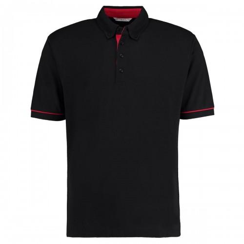 Kustom Kit Mens Button Down Contrast Short Sleeve Polo Shirt