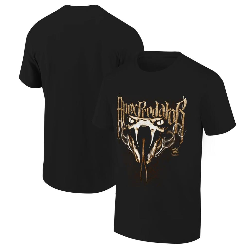 Summer Men's Black Randy Orton Viper Bite T-Shirt Summer Short Sleeve Women Tee Shirts 2025 New Sports Unseix Clothes Tops