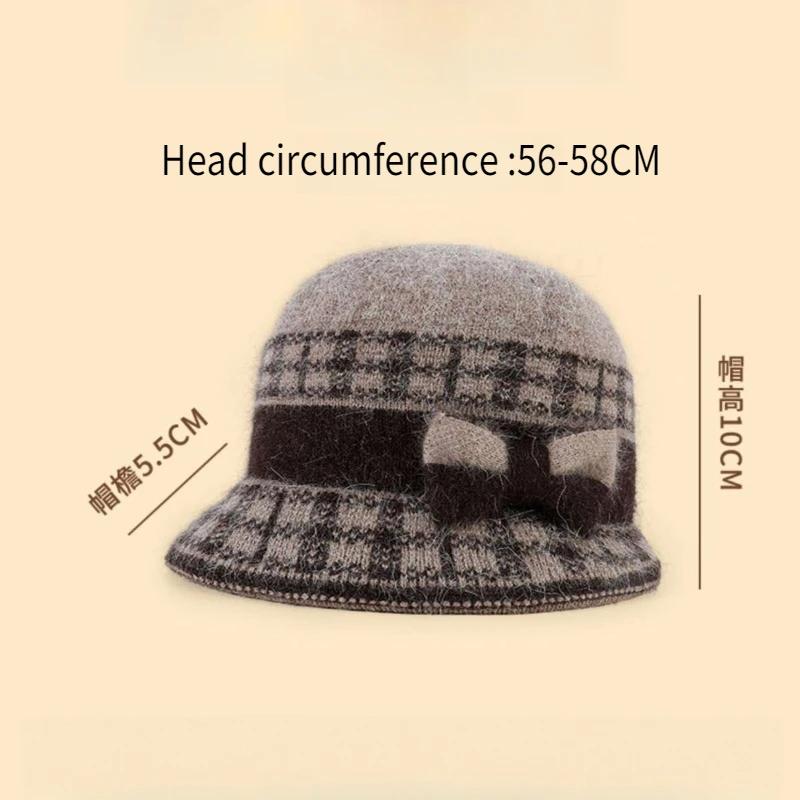 Women Dome Bow Bucket Cap for Women Winter Warm Windproof Beret Fashion Elegant Mother's Top Hat