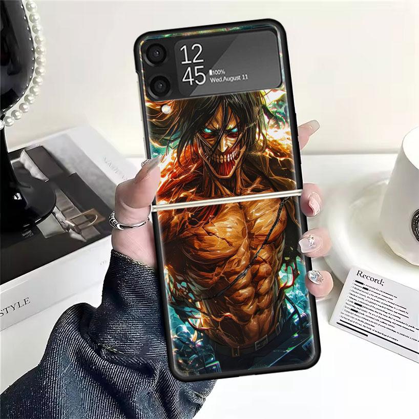 A-Attack On T-Titan Eren Yeager Cases For Samsung Galaxy Z Flip 4 5 6 7 3 Z Flip7 Flip6 Flip4 Flip5 Flip3 5G Hard Shockproof Fun